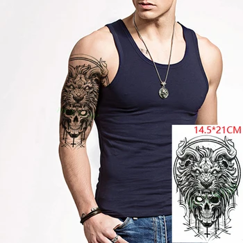 Водоустойчив временен стикер за татуировка Lion Smile Skull Cross Tatto стикери Flash Tatoo Фалшиви татуировки за мъже жени