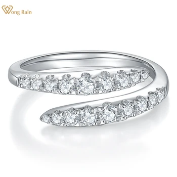 Вонг дъжд 925 стерлинги сребро истински моисанит VVS 3EX диаманти скъпоценен камък GRA годежен отворен пръстен за жени Fine Jewelry Band