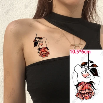 Временно татуировка стикер глезена китката флаш фалшив Tatoo малка паста боди арт Tatto секси двойка роза устни печат за жени момиче мъже