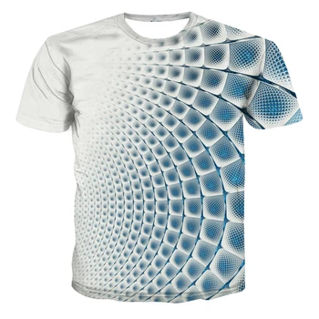 Горещо продавани модни класически решетъчни графични тениски 3D триизмерен печат Мъжка тениска Лятна тениска с къс ръкав Хип-хоп тениска