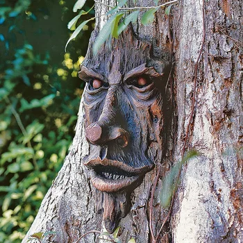 Градински орнаменти Greenman дърво скулптура симулация лице декорация смола артефакт висулка градинарство висящи декорация