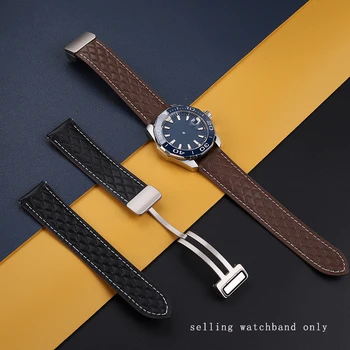 Гривна 22mm Гривна от естествена кожа за етикет heuer watchband men wristwatches band accessories fold buckle leather watch strap