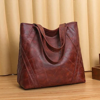 Дамска луксозна чанта за рамо Нова модна чанта за рамо Голям капацитет ретро мека Pu кожа висококачествена мъкна за жени