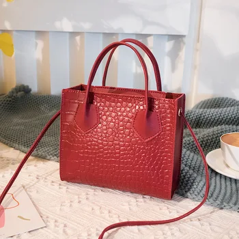 Дамска чанта за рамо Дамски чанти Крокодил модел мини женски луксозен дизайнер чанта отворен млади момичета sac а основен femme