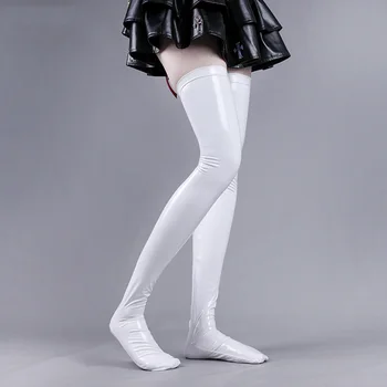 Дамски аниме косплей над коляното 50D лачена кожа дълги чорапи лъскави чорапи бедрото високи секси