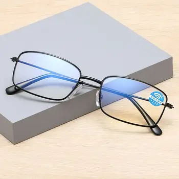 Дамски анти-сини очила за четене Метални пресбиопия очила квадратни кръгли очила за далечно виждане Грижа за зрението +1.0 ~ + 4.0