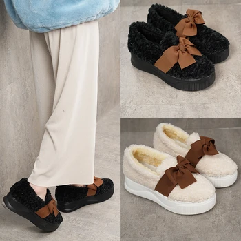 Дамски гумени ботуши обувки ботуши-жени плосък ток кръгла пръсти плюш Австралия зимни обувки дъжд Лолита Мед 2023 кожа сняг