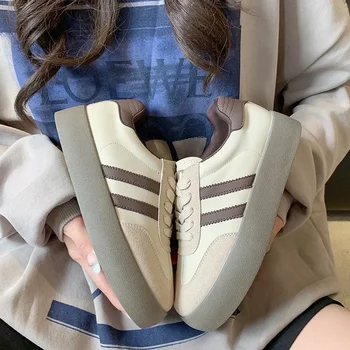 Дамски ежедневни обувки за дъска зимен плюш Off White Platform Little White Sneaker Korean Edition Student Thick Sole Classic Design