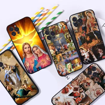 Дева Мария и Христос Калъф за телефон за iPhone 15 14 11 12 13 Мини Pro XS Макс капак 6 7 8 Плюс X XR SE 2020 Фунда Шел