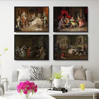 Декорация на дома Печат Платно Картини за стена Картини Европейски съд характер сцена живопис5 За хол