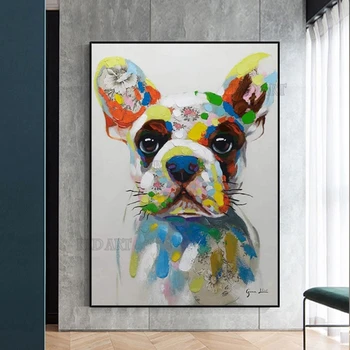 Детски подарък абстрактен карикатура животно прекрасен куче картина живопис с маслени бои чист ръчно рисувани без рамка стена плакат голям платно изкуство