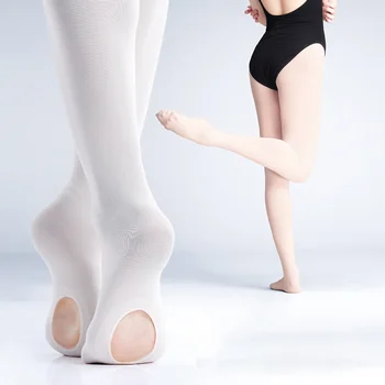Детски танцови чорапи Практика Бял чорапогащник дупка копаене чорапи Thin Girl Професионални детски балетни чорапи Балет Чорапогащник