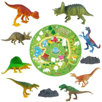 Динозавърска играчка за деца Реалистични динозавърски фигури Предучилищна карикатура играчка Създаване на Dino World Playset Преносима кутия за съхранение Подаръци