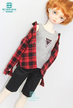 Дрехи за кукла се вписва 1/4 43cm BJD кукла дрехи мода карирана риза, жилетка