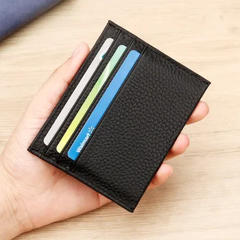 Държач за карти от естествена кожа RFID Slim Bank кредитна лична карта случай монета торбичка тънък портфейл за мъже картодържател визитка
