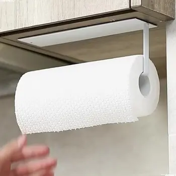 Държач за хартиени кърпи под кухненския шкаф Самозалепващ се държач за тоалетна ролка Стик на стената от неръждаема стомана Roll Rack
