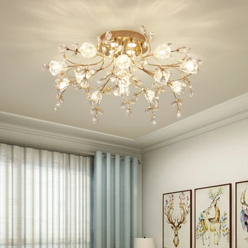 Европейски светодиодни кристални таванни лампи хол фоайе входно осветление на тавана проста модерна светлина лукс американски таванни светлини