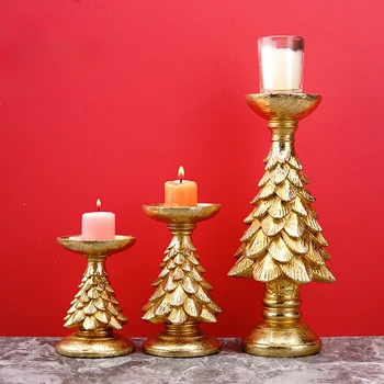 Европейско златно коледно дърво свещник, смола свещник декорация, атмосфера Начало занаяти