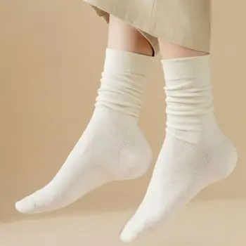 Еластични есенни чорапи Уютни Mid-tube Дамски зимни чорапи плетени дебели топли с противоплъзгащ ластик за студено време Комфорт Унисекс