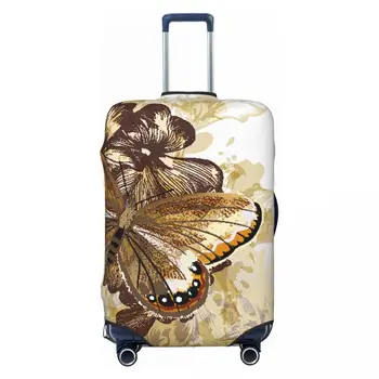 елегантен модерен златен пеперуда цвете багаж покритие отпечатани пътуване куфар протектор удебелени еластичен куфар с цип