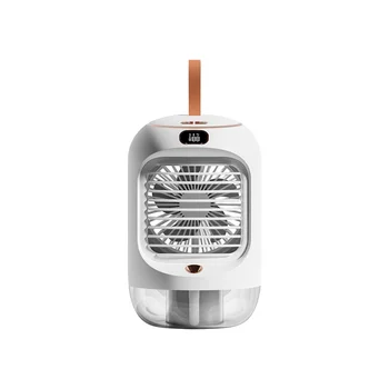 Електрически вентилатор акумулаторна преносима настолна безшумна USB охлаждане мини преносим вентилатор климатици Овлажнител за дома, бял