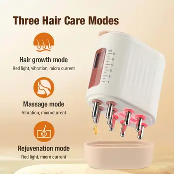Електрически главата скалп масажор вибрации масаж гребен растежа на косата преносим главата масажор червена светлина терапия за лечение на коса