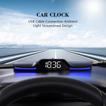 Електронен автомобилен часовник с околна светлина LED цифров дисплей сателитно време местно време висок клас аксесоари за стайлинг на автомобили
