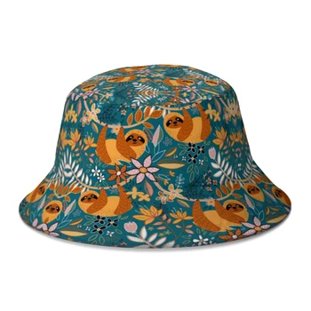 Есенен ленивец флорална кофа шапка за мъже жени случайни бохо рибарски шапки пясъчник капачки