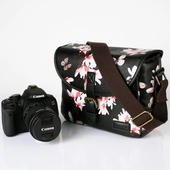 Жена PU кожени цветя снимка покритие рамо камера случай чанта за Canon Nikon SONY Panasonic Pentax Olympus Fujifilm Instax MINI