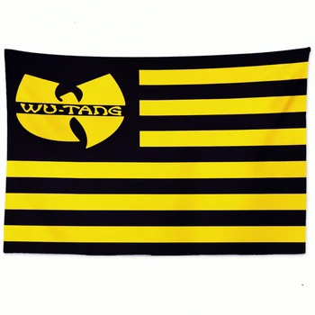 Жълти черни ивици флаг хип-хоп рап арт банери стена диаграма лента плакат рок метъл музика тапет гоблени