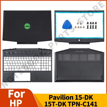 За HP павилион 15-DK 15T-DK TPN-C141 Нов LCD заден капак Преден панел Palmrest Долен калъф Зелено лого Резервни части за преносими компютри