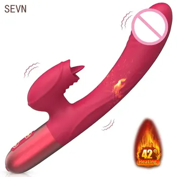 Заек вибратор вибратор за жени G Spot стимулатор клиторен език облизване вибриращи отопление реалистичен мастурбатор секс играчки за възрастни