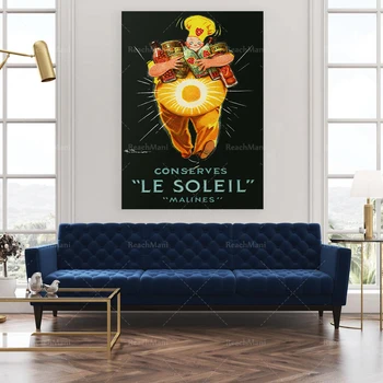 Запазва Le Soleil Malines от Хенри Фурние, Vintage Print, Плакат за храни и напитки, Ретро стенно изкуство, Фигуративни произведения на изкуството,