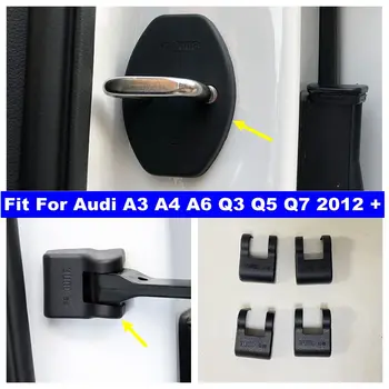 Защитно покритие за заключване на вратите, подходящо за Audi A3 A4 A6 Q3 Q5 Q7 2012 - 2023 Lock Stopper Limiting Arm Covers Черни пластмасови аксесоари