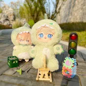 Зелен динозавърски костюм сладък без ръкави еднокомпонентен костюм за супер звезда кукли играчки колекция подарък за 20 см идол кукла