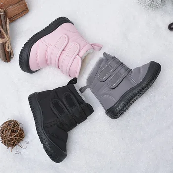 Зимни бебешки ботуши за сняг Детски водоустойчиви горни платнени ботуши Момчета Gilrs Високи топли памучни обувки Детски дебели кадифени ботуши