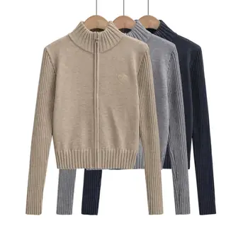Зимни дрехи жени плетени пуловери за жени 2023 есен y2k дълъг ръкав трикотаж kawaii пуловер плета реколта жилетка жени