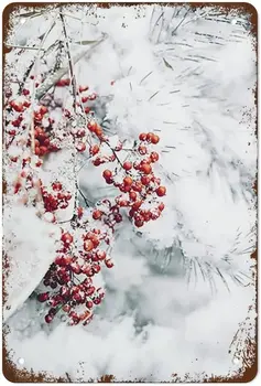 Зимни празнични отпечатъци,Нека го сняг плакат Коледно настроение хижа стена декор голям зимни тематични плакати Снежен зимен декор
