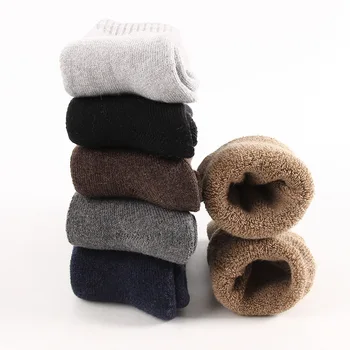 Зимни удебелени мъжки вълнени чорапи Кашмир памук плюс кадифе дебели хавлиени термични чорапи Удебелени чорапи за кърпи