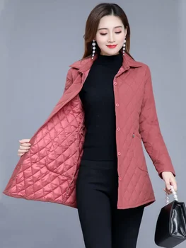 Зимни якета ватирани палта случайни парки корейска мода Argyle направо женски памук подплатени дрехи ново в връхни дрехи 2023