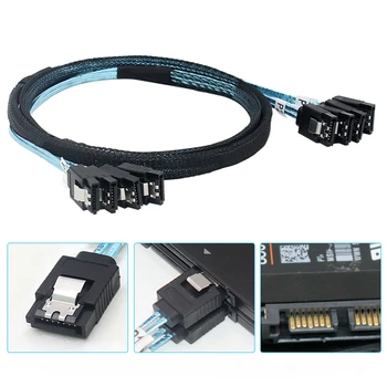 Издръжлив компютърен хардуерен кабел: 4 порта SATA към 4 порта SATA 4.0 със 180-градусова плетена мрежа
