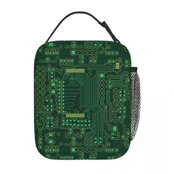 Изолирана чанта за обяд Зелена платка Merch Контейнер за обяд Y2K термичен охладител кутия за обяд за пътуване