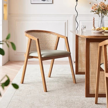Изработен по поръчка ратан трапезен стол единична облегалка хол дом Nordic дизайнер хотел-Jifeng малък апартамент B & B