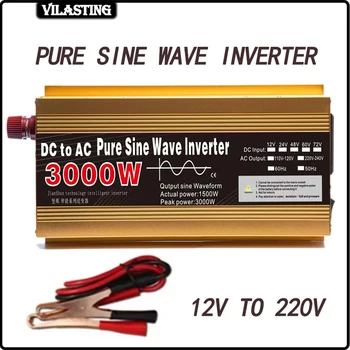 Инвертор 12v 220v Чиста синусоида 1600W 2200W 3000W трансформатор Конвертиране на многофункционален конвертор на контакти DC към AC автомобилен инвертор