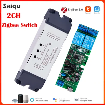 Интелигентен превключвател 2CH релеен модул Zigbee Tuya WIFI моторен модул USB 5V AC DC 7-32V 85-250V RF433 Интелигентна светлина Отварачка за гаражни врати