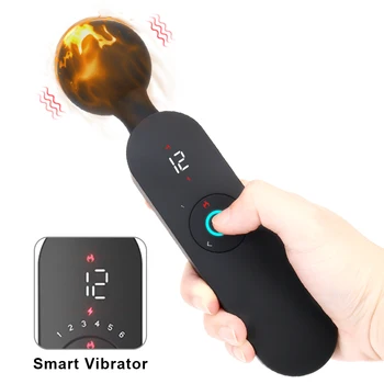 Интелигентен цифров дисплей 12 режима 6 скорости магическа пръчка отопление вибратор G спот клиторис стимулатор секс играчки за жени възрастни