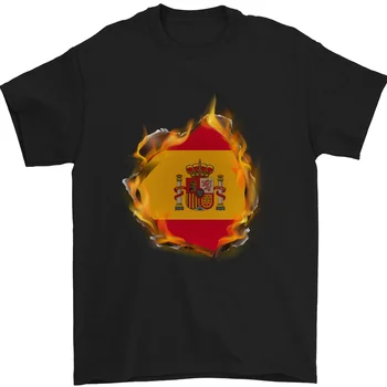 Испанският огнен флаг Испания ефект тениска 100% памук
