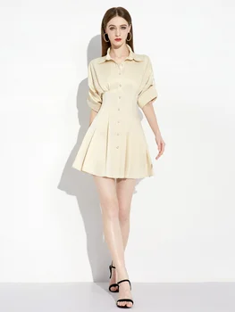 Кайсия Кралска сестра Темпераментна риза Дамска лятна рокля 2023 Нова професионална POLO Slim Fit Mid дължина рокля