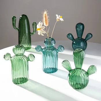 Кактусова стъклена ваза за декорация на стая декоративна стъклена бутилка хидропоника растение модерна прозрачна ваза занаяти хол декор
