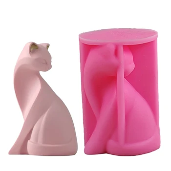 Калъпи за свещи Инструменти за правене на свещи Глинени форми Занаятчийски форми Малък силиконов материал с форма на котка за любител на ръчното правене